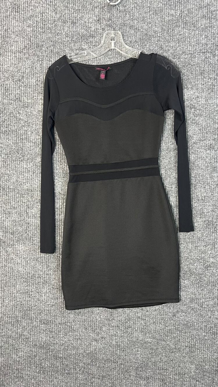 Material Girl Mini Dress Womens Small S Black Mesh Trim Club Wear Bodycon